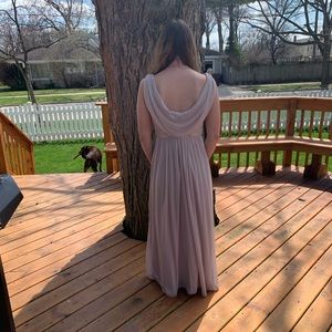 David’s Bridal tan chiffon bridesmaid’s dress